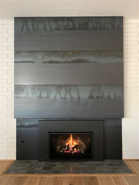 sheet metal fireplace surround|modern metal fireplace surround.